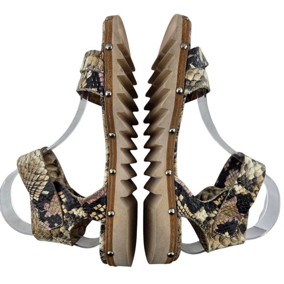 AGL Animal Print Gladiator Sandals Womens 7 37 Studded Designer Mob Wife Brown - Picture 7 of 11